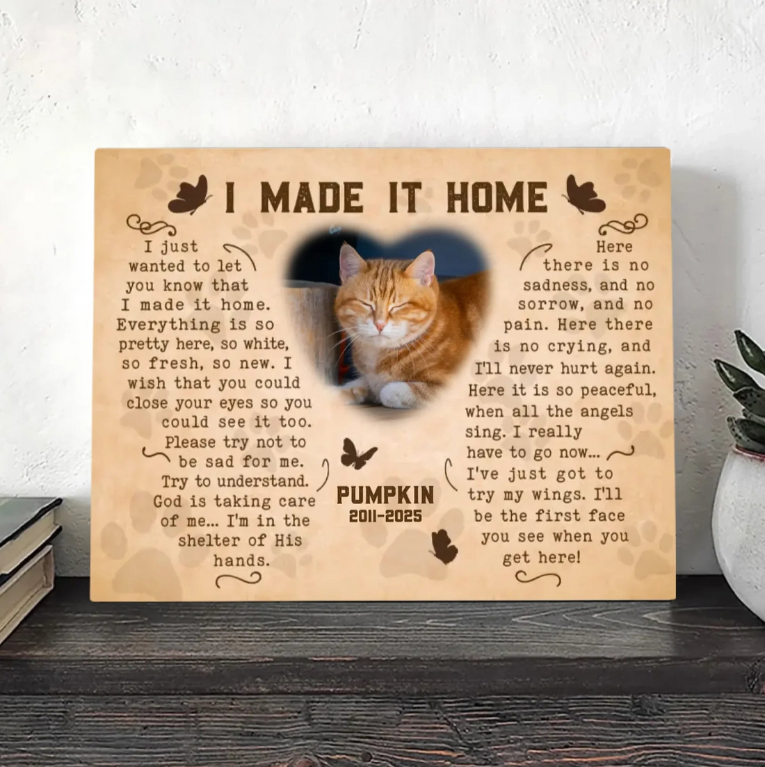 I Made It Home Cat Poem | Custom Cat Memorial Canvas Print