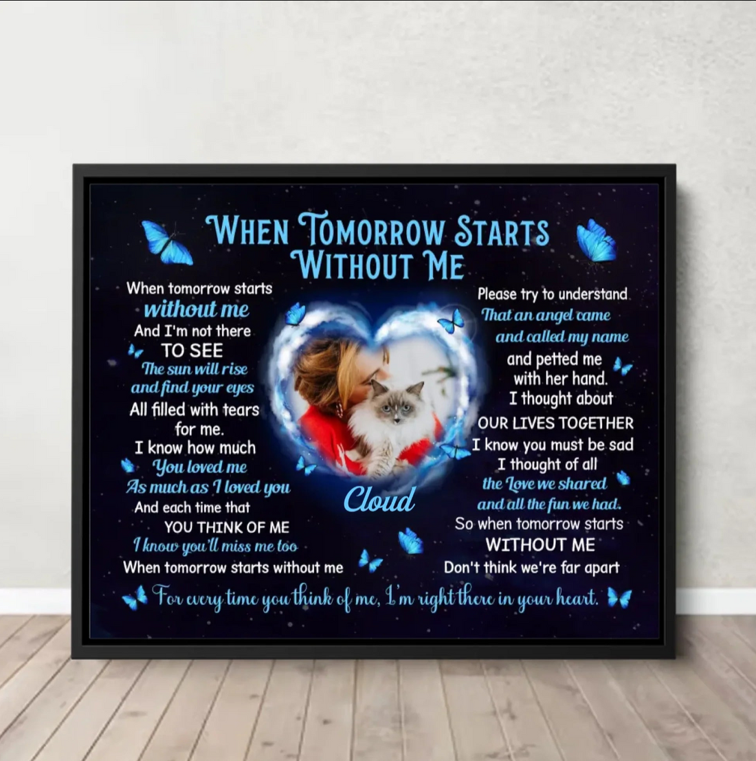 When Tomorrow Starts Without Me Cat Poem | Custom Cat Memorial Canvas Print