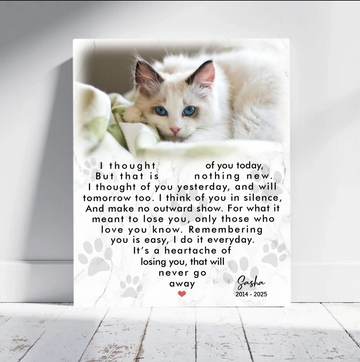 I Thought Of You Today Cat Poem | Custom Cat Memorial Canvas Print