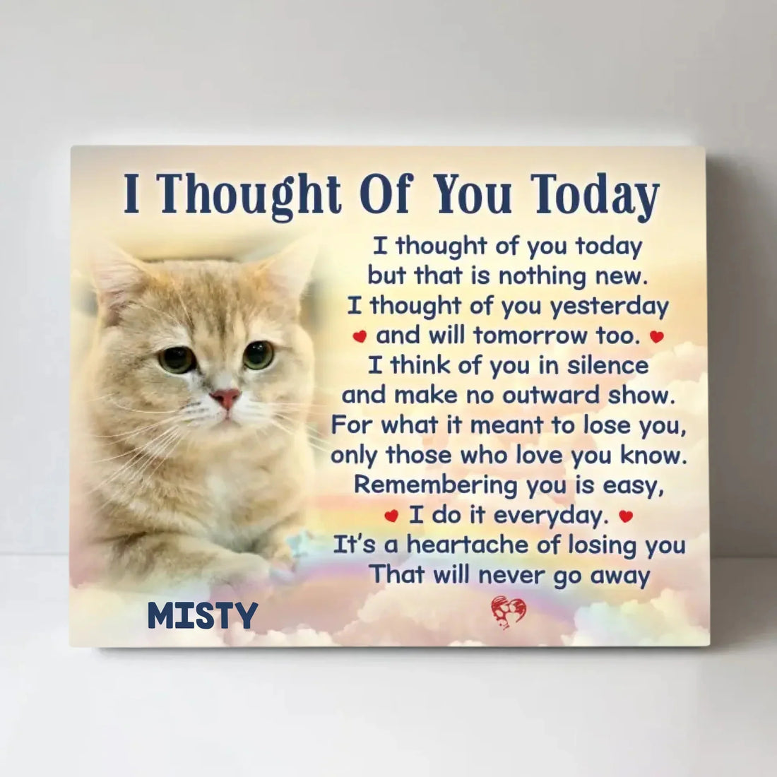I Thought Of You Today Cat Poem | Custom Cat Memorial Canvas Print