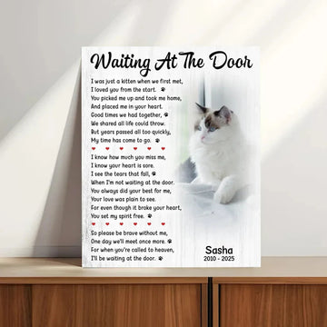 Waiting At The Door Cat Poem | Custom Cat Memorial Canvas Print