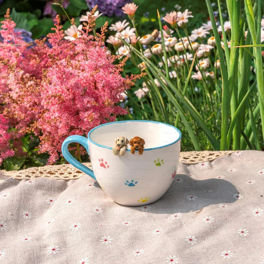 Custom Pet Figurine Mug with Name – Handmade Cat & Dog Ceramic Mug