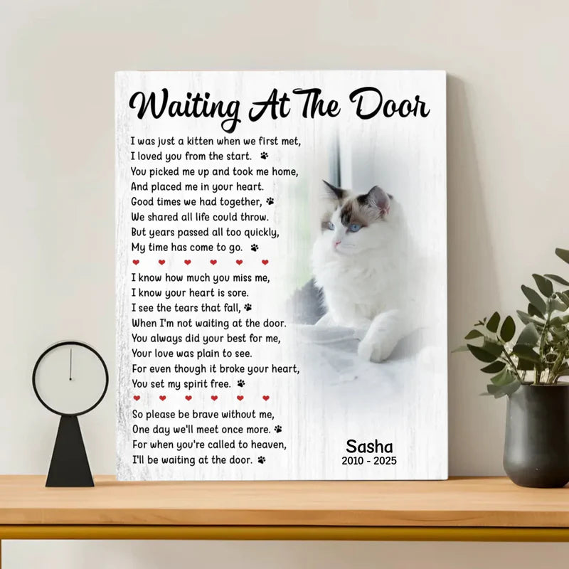 Waiting At The Door Cat Poem | Custom Cat Memorial Canvas Print