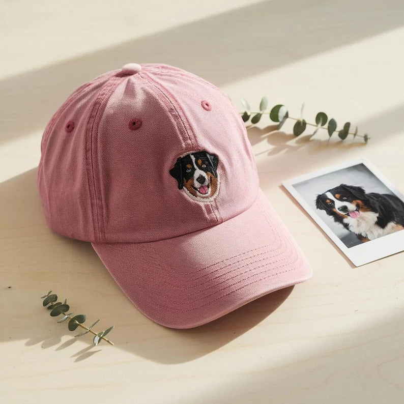 Embroidered Pet Portrait Vintage Baseball Cap – Custom Gift for Dog & Cat Lovers